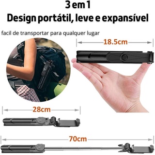 Bastão Estabilizador e Tripé 3 em 1 Suporte Celular Filmagem Microfone