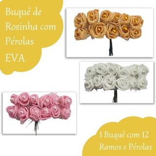 Mini Rosa De EVA 1 Buque 12 Rosinhas Flor Artificial Tule