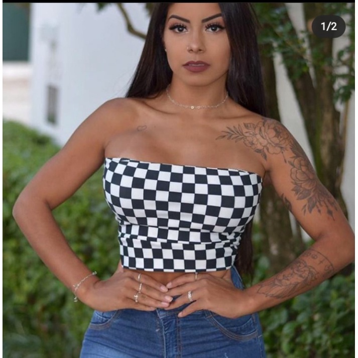 Top Cropped Faixa Tomara Que Caia Bojo Tendencia Shopee Brasil