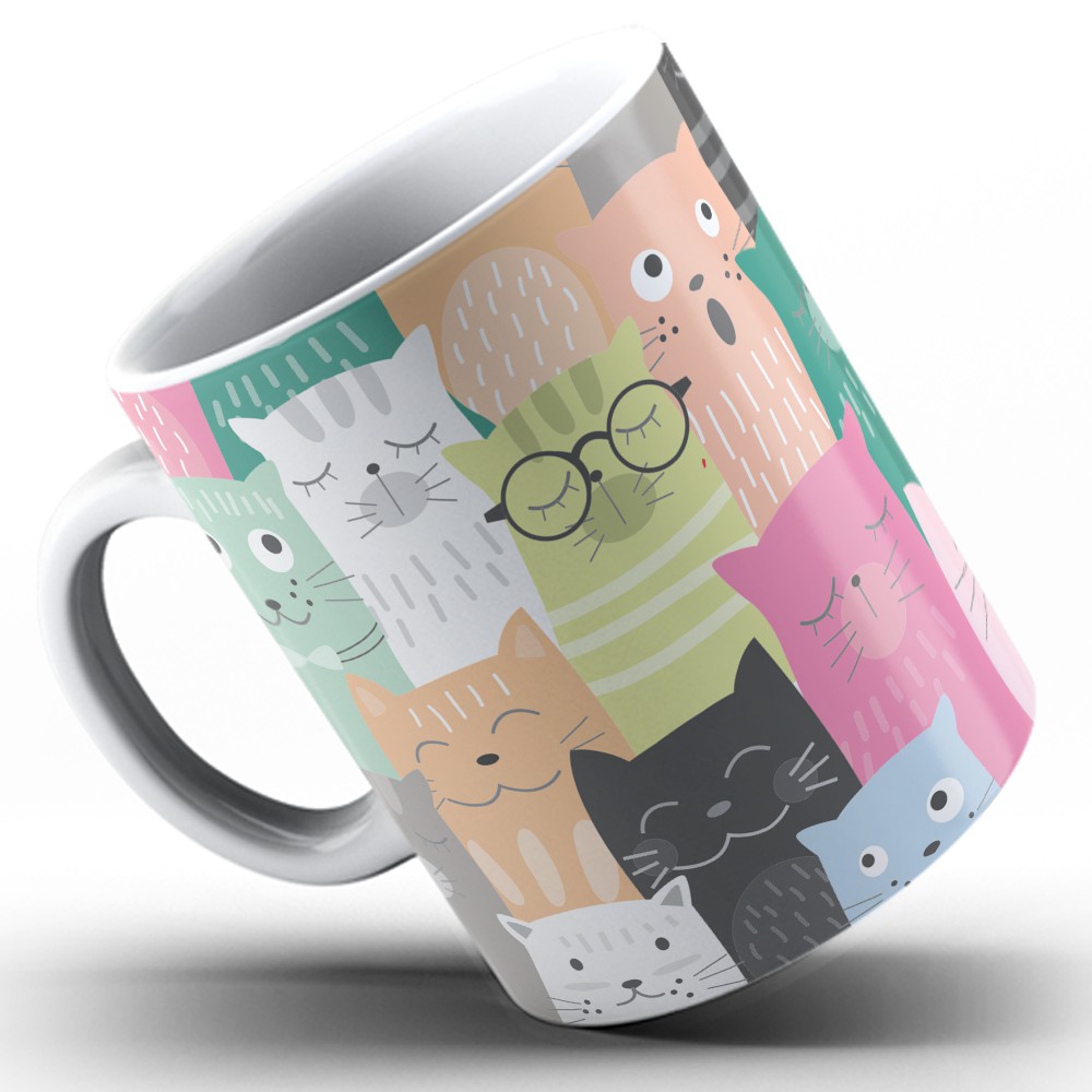 Caneca De Porcelana Personalizada Gatinhos Coloridos Shopee Brasil