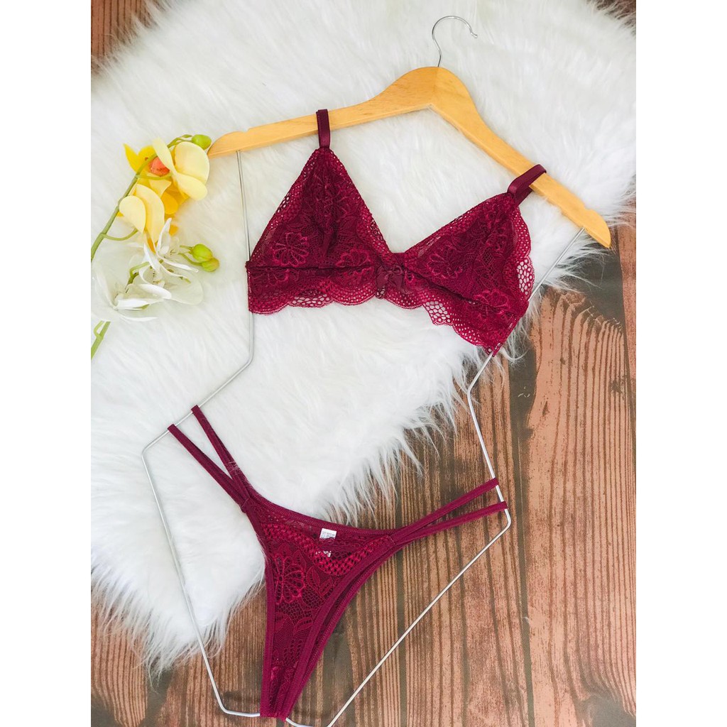 Conjunto Lingerie Sem Bojo Sem Aro Renda Sensual Sexy Shopee Brasil