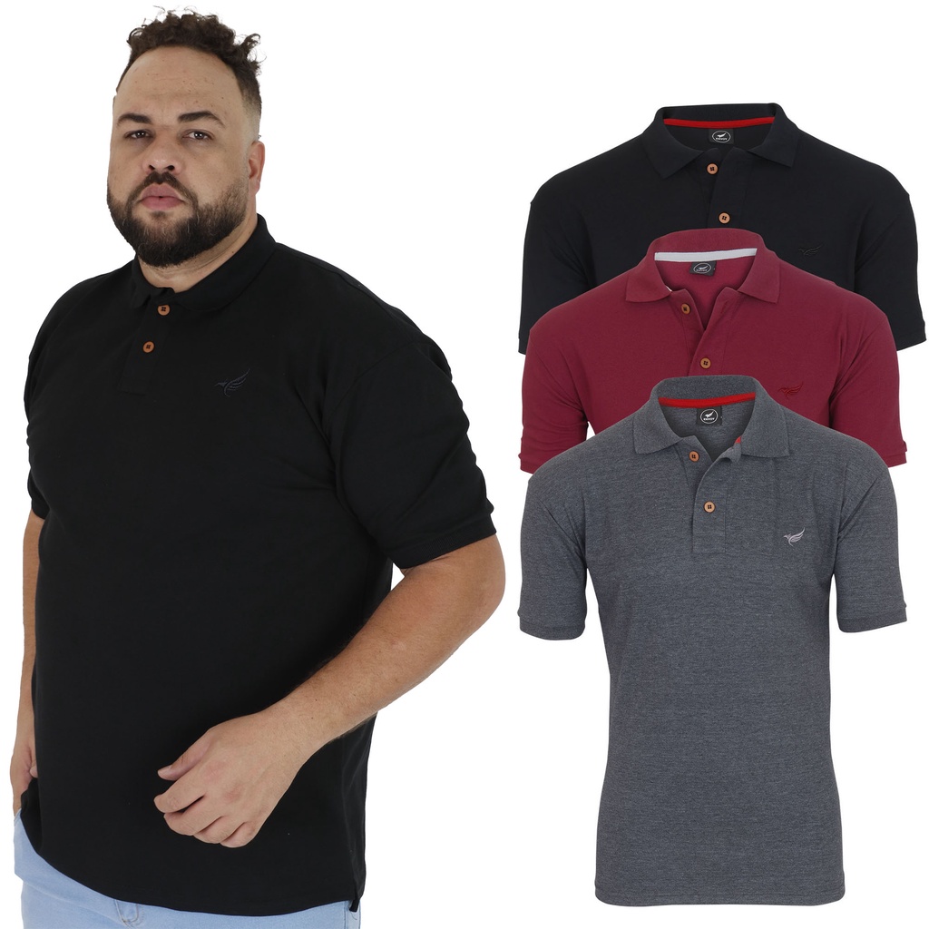 Kit Camisas Masculina Polo Plus Size G G G G G G Escorrega O