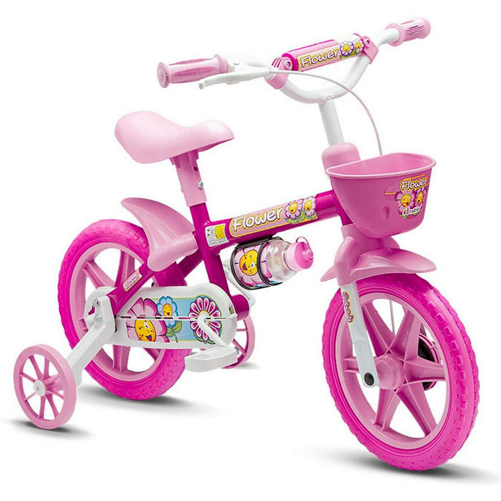 Bicicleta Infaltil Aro Menina Flower Rosa Cesta Shopee Brasil