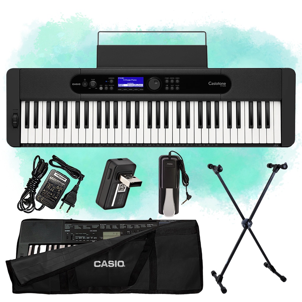 Kit Teclado Musical CT S400 Casio Bluetooth MIDI 5 8 61 Teclas