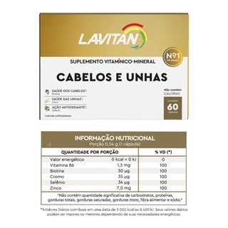 Kit Lavitan Hair Cabelos E Unha Biotina Cimed 60 Cápsulas 1