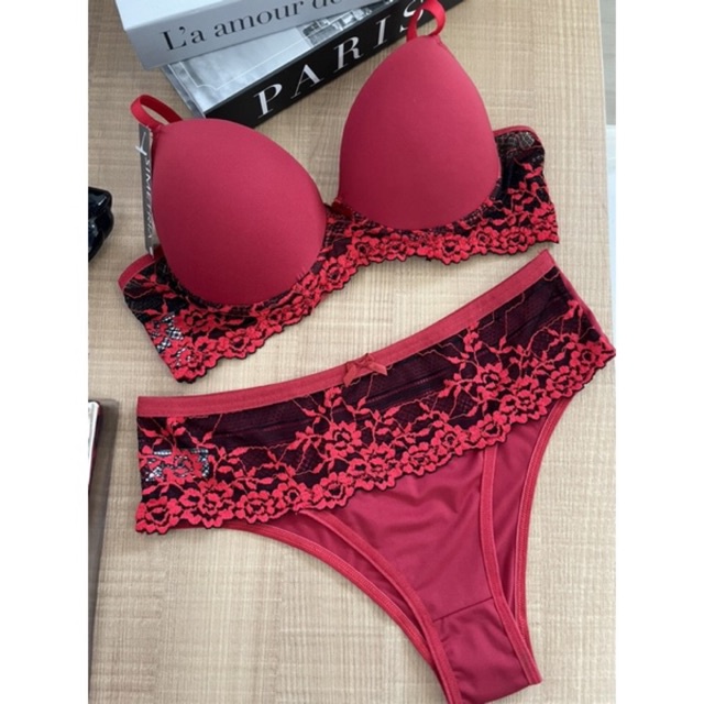 Conjunto Lingerie Rendado Bicolor Calcinha Conforto Moda Ntima