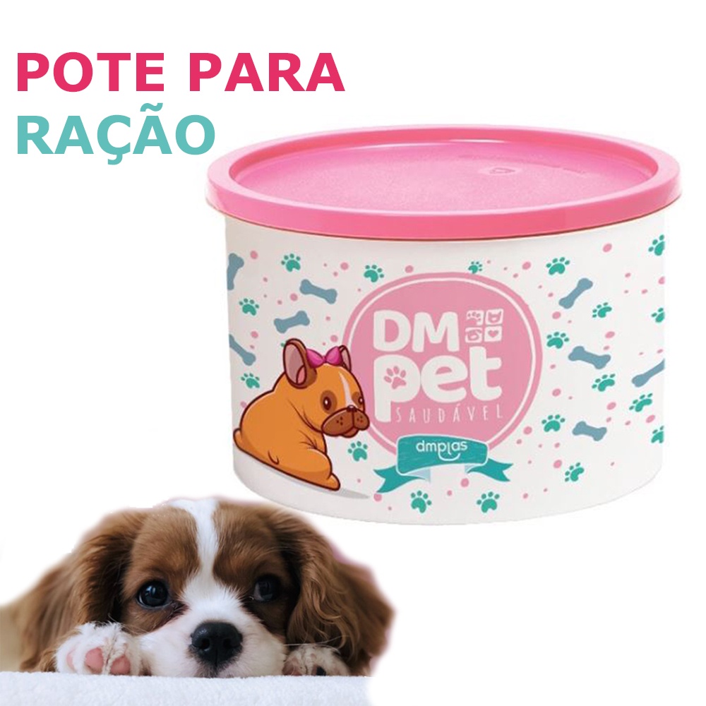 Pote Para Ração de Cachorro e Gato Vasilha Organizadora Redonda