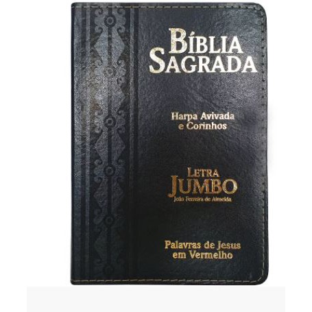 Bíblia Sagrada Letra Jumbo Arc Capa Pu Luxo Arabesco Preta Shopee