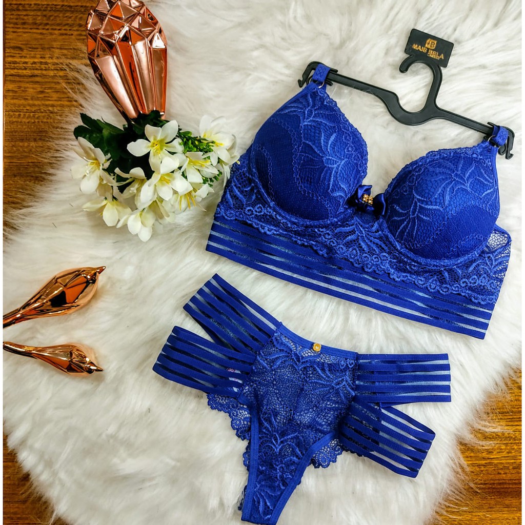 Kit Conjuntos Lingerie El Stico Cropped Rendado Bojo Moda