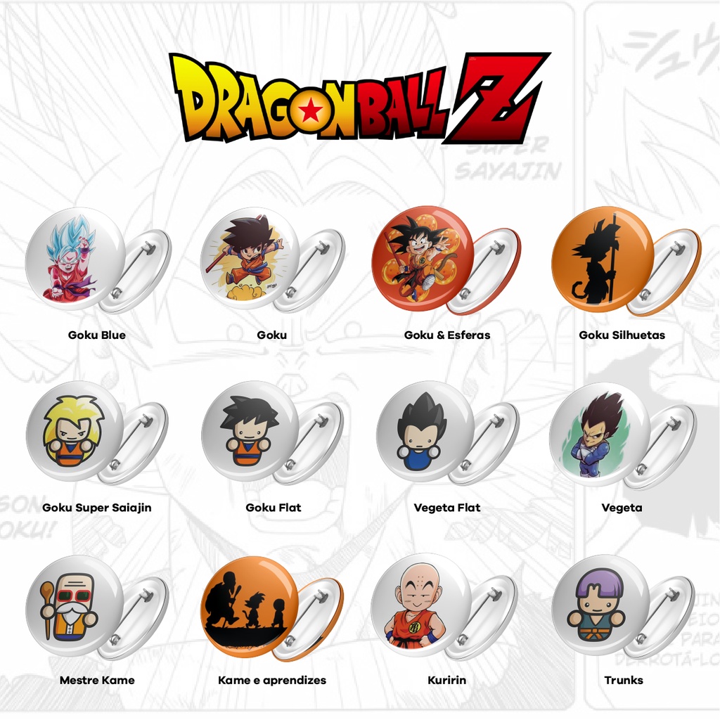 Bottons De Dragon Ball Z Personagens 2 5cm E 4 5cm Shopee Brasil