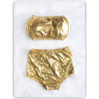 Conjunto Hot Pants Metalizado Dourado Shopee Brasil