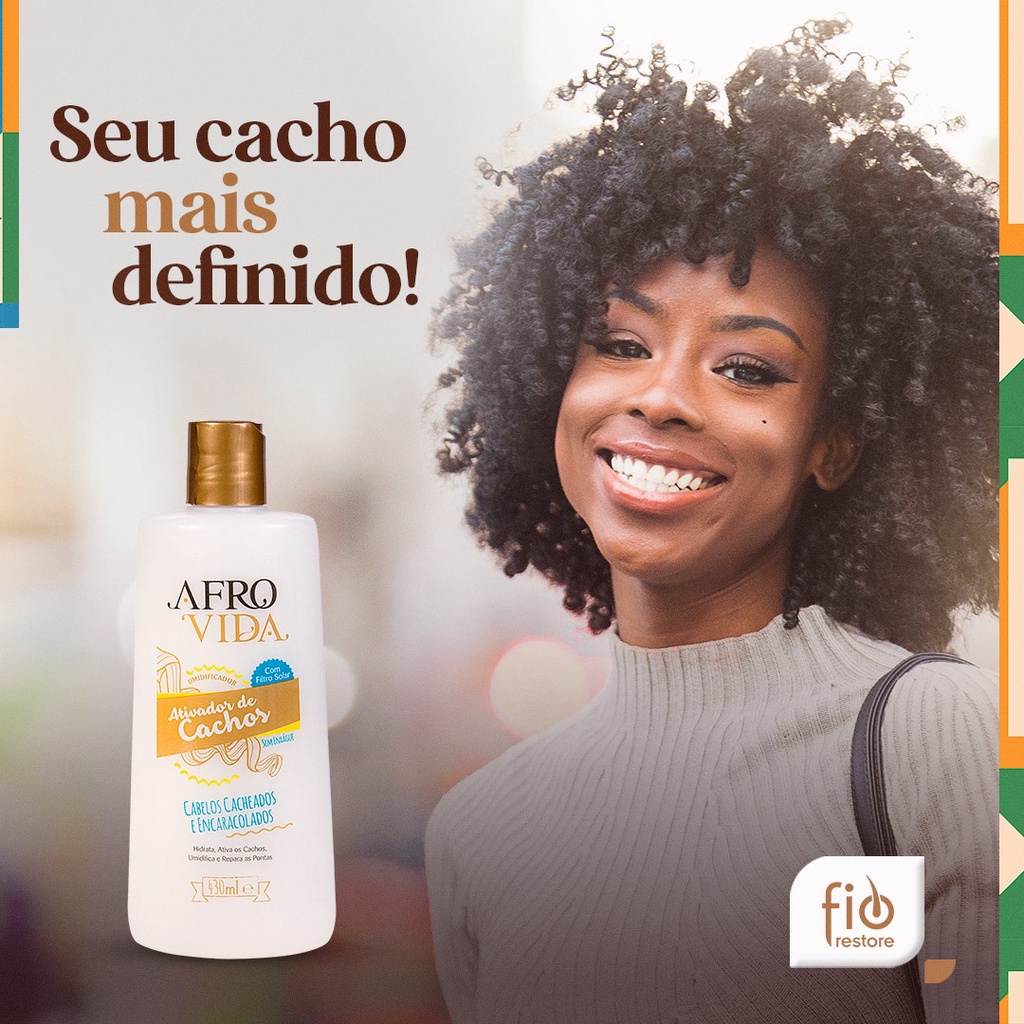 Umidificador Afro Vida Ativador De Cachos Filtro Solar Ml