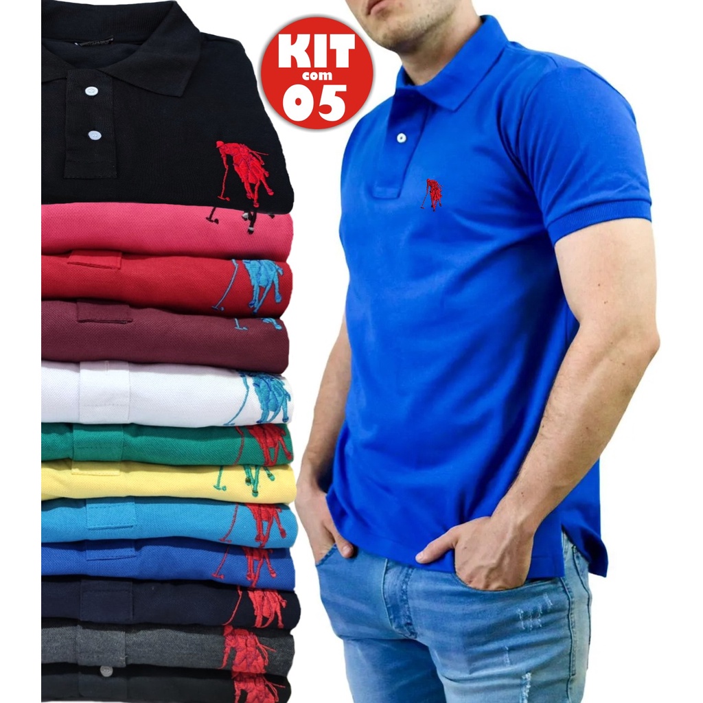 Kit Camisa Gola Polo Cores Masculina Revenda Grandes Marcas