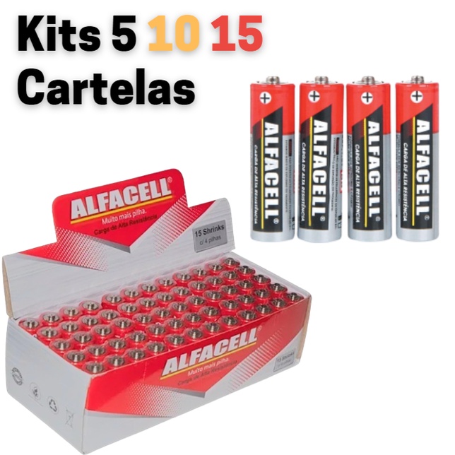 Kits Cartelas De Pilha Aaa Palito Alfacell Shopee Brasil