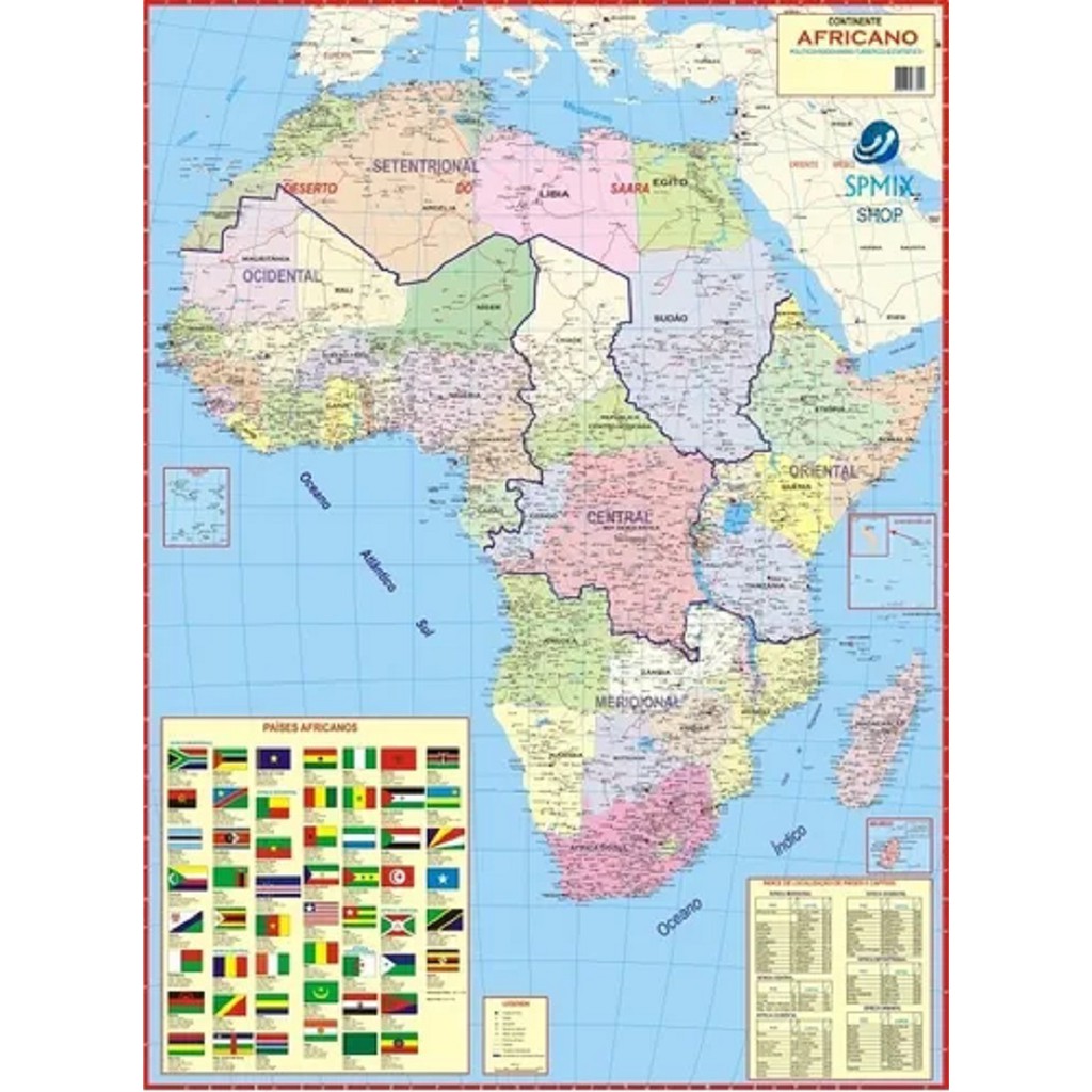 Mapa Continente Africano Atualizado 120cm Shopee Brasil