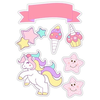 Topo Topper De Bolo UNICORNIO Cortado Colado ENVIO IMEDIATO PRONTA