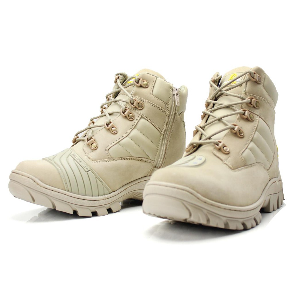 Bota Coturno Tatica Militar Masculino Cano Medio Motoqueiro 100 Couro