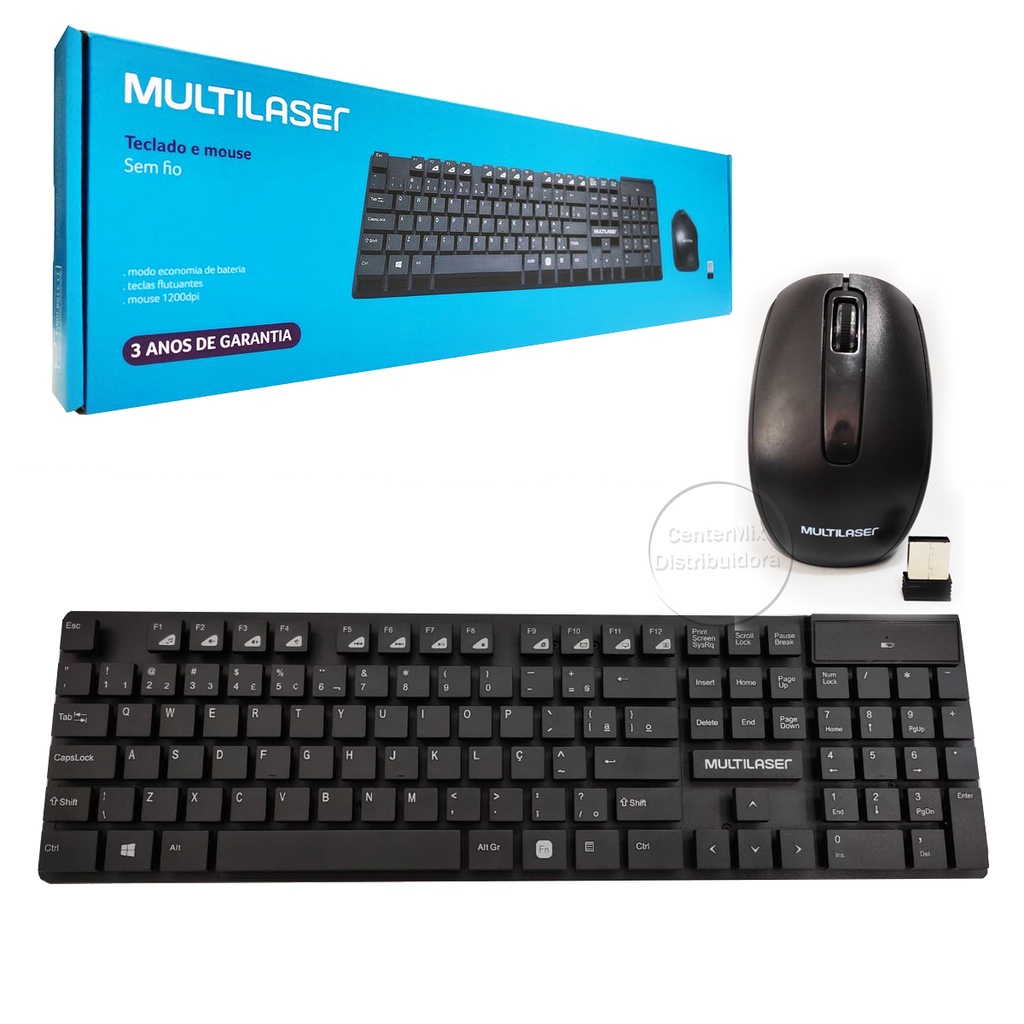 Kit Teclado E Mouse Wireless C Teclas Flutuantes Multilaser Shopee