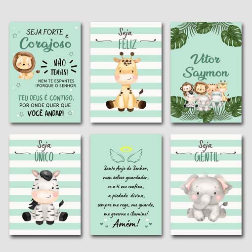 Quadro Decorativo Infantil Safari Personalizado Nome Bebe Corajoso Seja