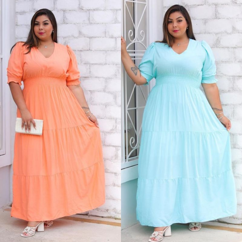 Vestido Longo Plus Size Shopee Brasil