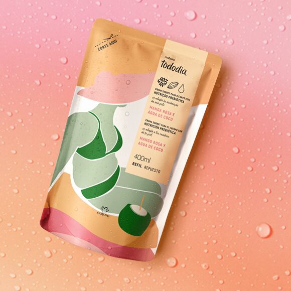 Refil Creme Natura Tododia Manga Rosa e Água De Coco Hidratante