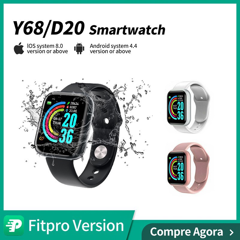 SmartWatch Y68 D20 Relógio com Bluetooth USB com Monitor Cardíaco Smart watch For Iphone Android