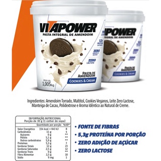 Pasta De Amendoim Cookies Cream Vita Power 1kg Integral Shopee Brasil