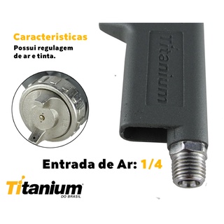 Pistola Pintura Gravidade 600ml 3 Bicos 1 2 1 5 1 8 Titanium Shopee