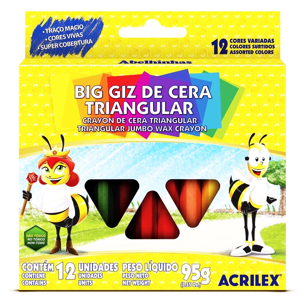 Giz De Cera Acrilex Big Triangular Cores Shopee Brasil