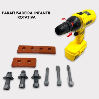 Kit Ferramenta Infantil Parafusadeira E Furadeira A Pilha Vermelha