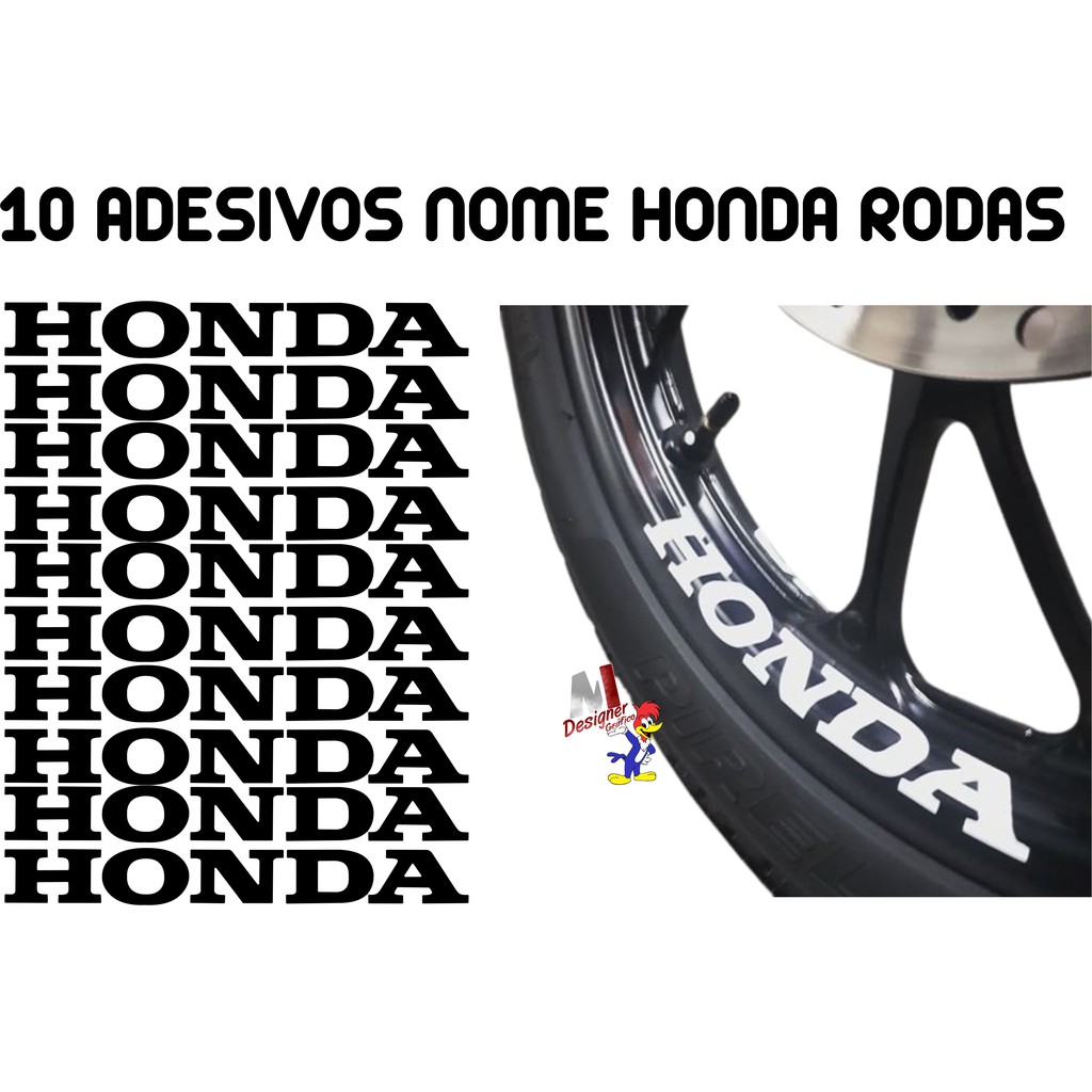 Kit Jogo Faixas Adesivos Emblemas Nomes Honda Para Rodas Cores