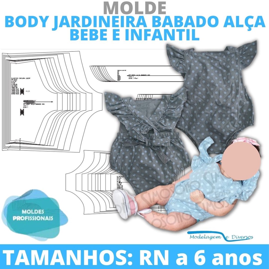 Molde Body Jardineira Babados Modelagem Diversos Correios Shopee Brasil