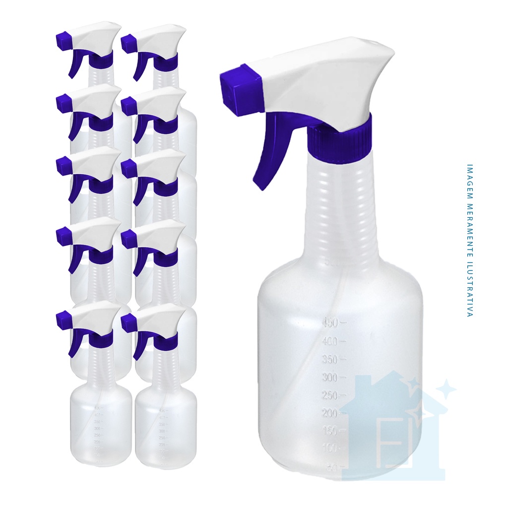 Kit 10 Frascos Graduado 500ml Girafa Gatilho Borrifador Spray