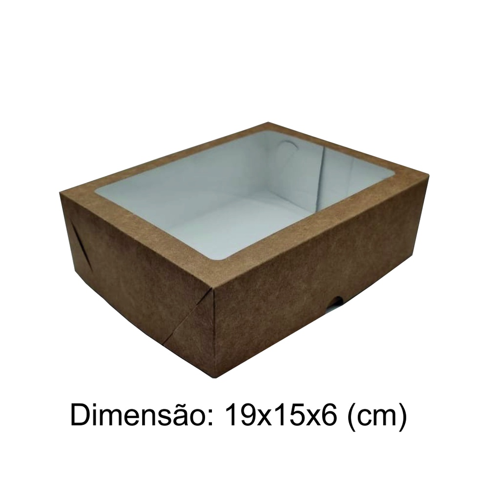 Caixa De Presente Visor Kraft 19x15x6 Cm 10 Unidades Shopee Brasil