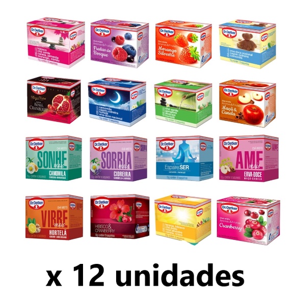 Kit c 12 Chás Misto Infusões 10 Sachês Escolha Seu Sabor Dr Oetker