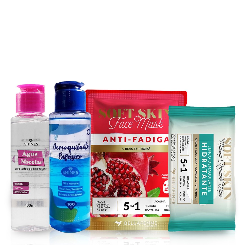 Kit Limpeza Facial Rotina Skin Care Completa Água Micelar Demaquilante