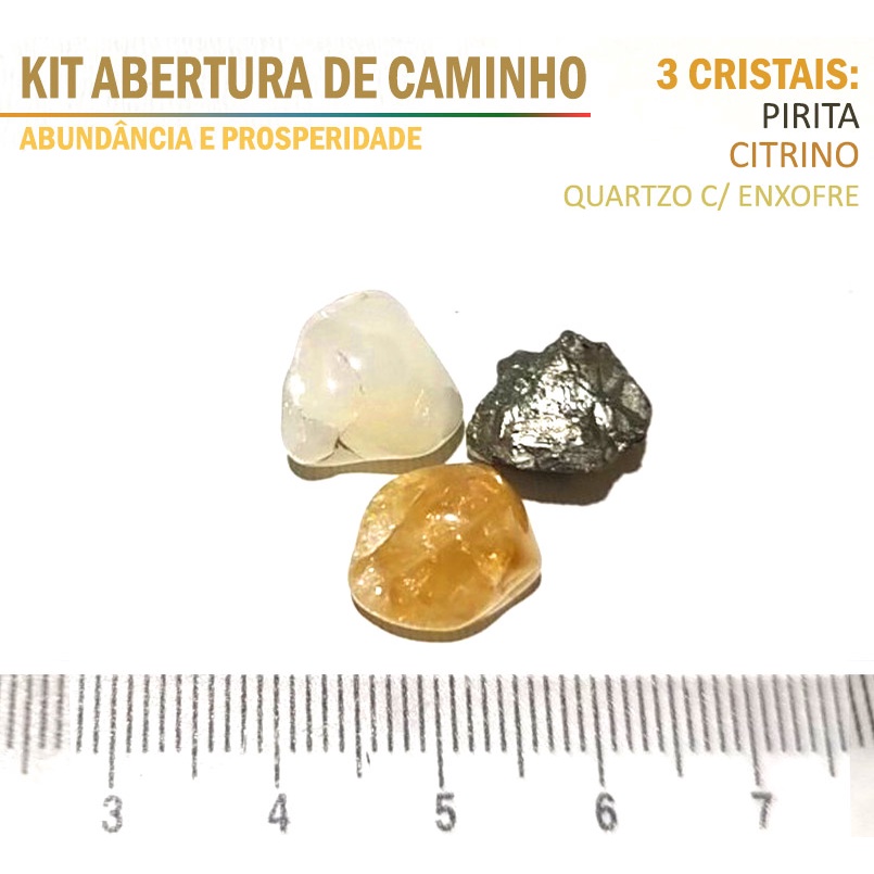 Kit Abertura De Caminho Pirita Citrino E Quartzo C Enxofre Mini