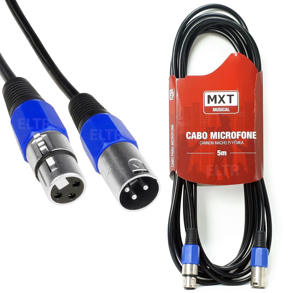 Cabo Microfone Canon Xlr Macho Femea Balanceado Metros Profissional