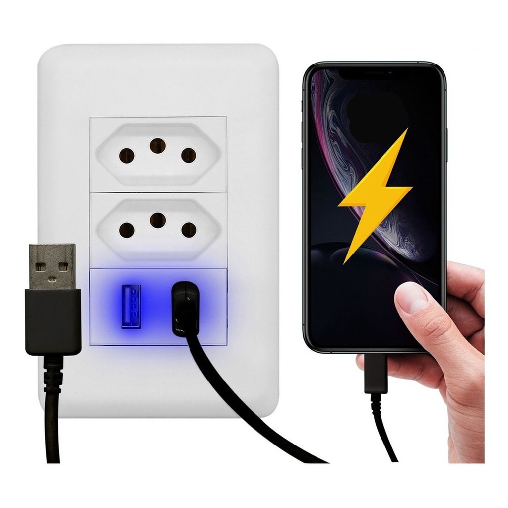 Tomada Parede Entradas Usb Carregador Universal Bivolt Shopee Brasil