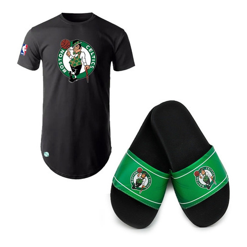 Chinelo Slide Boston Celtics Camiseta Estampada Long Line