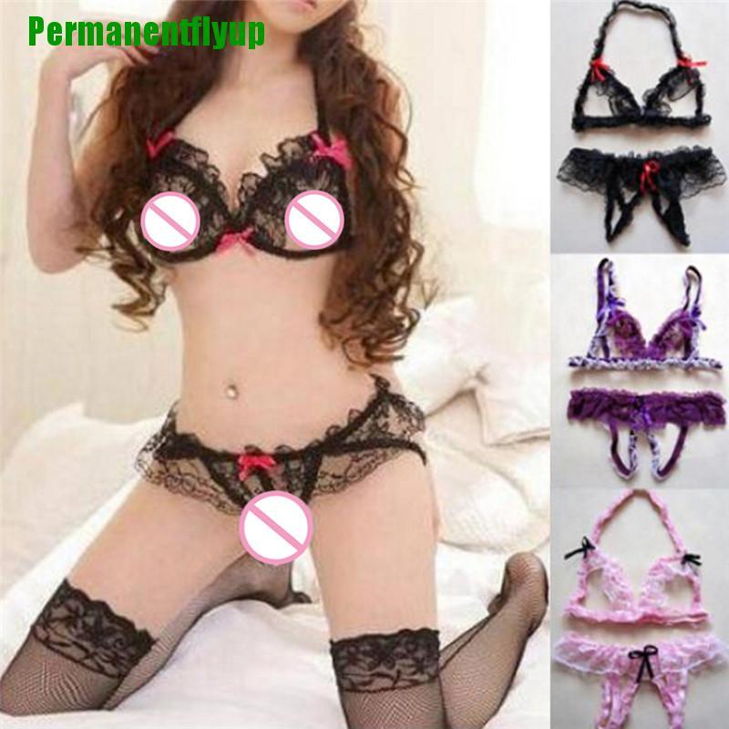 Permanenup Conjunto De Lingerie Feminina De Renda Calcinha Fio