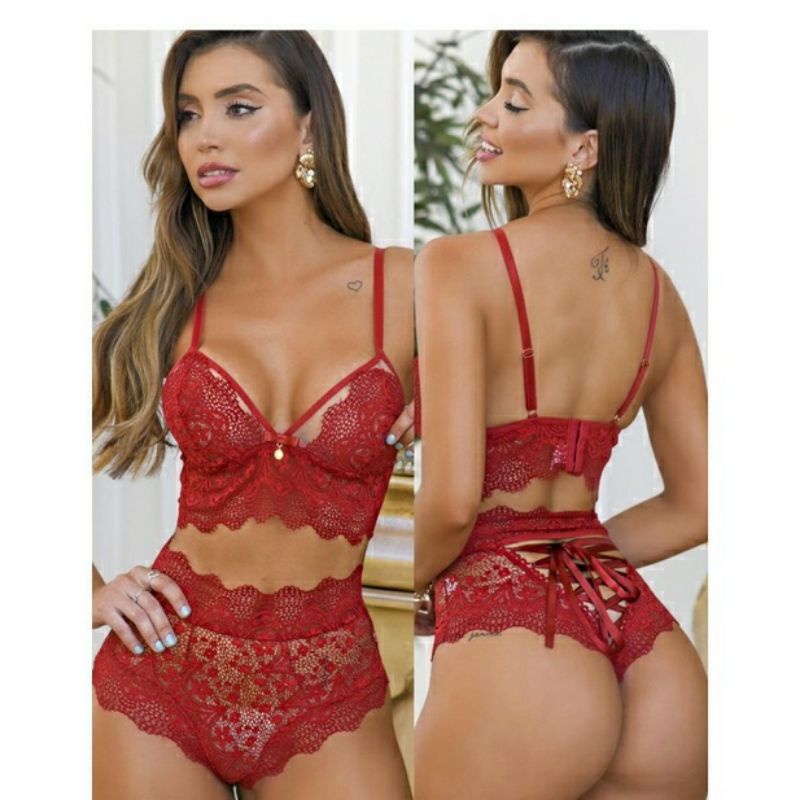 Conjunto lingerie Calcinha Hot Pant Lacradora fita e sutiã Estilo