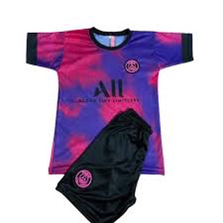 Kit Camisa Short Conjunto Uniforme Do PSG Roxo Paris Saint Germain