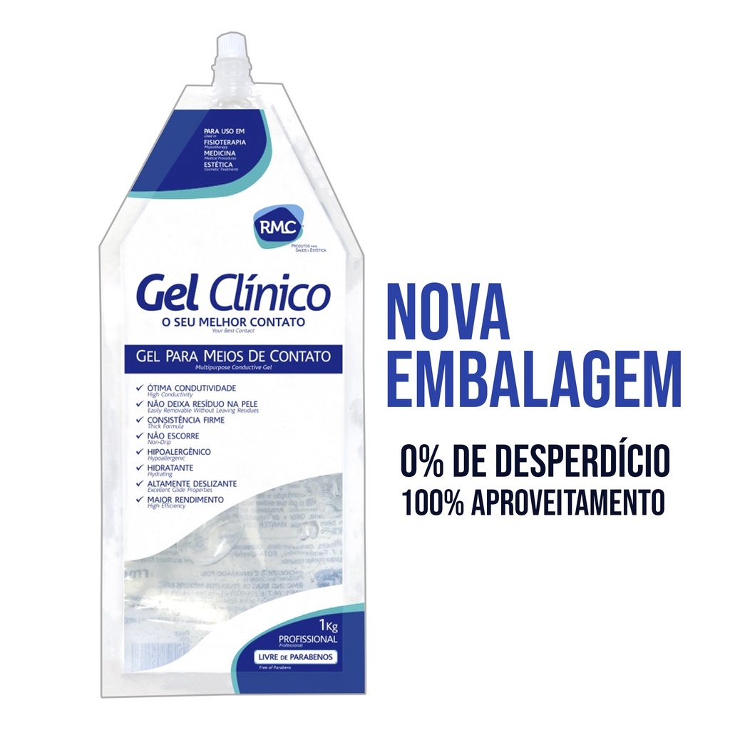 Gel Clinico Contato Condutor Ultrassom Incolor 1kg Bag RMC Tens Fes