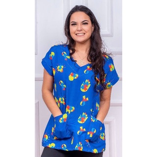 Blusa Bata Scrub Pijama Cirúrgico Estampado Dra Minnie Medicina