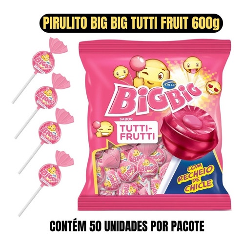 Pirulito Big Big Tutti Frutti C Recheio De Chicle G Arcor Shopee