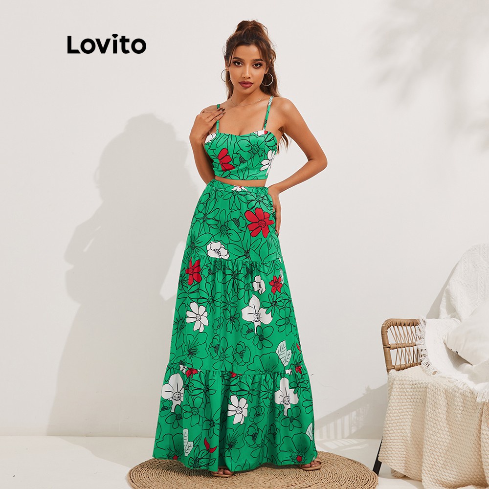 Sg Lovito Boho Floral Imprimir Off The Shoulder Vestido Sem Costas