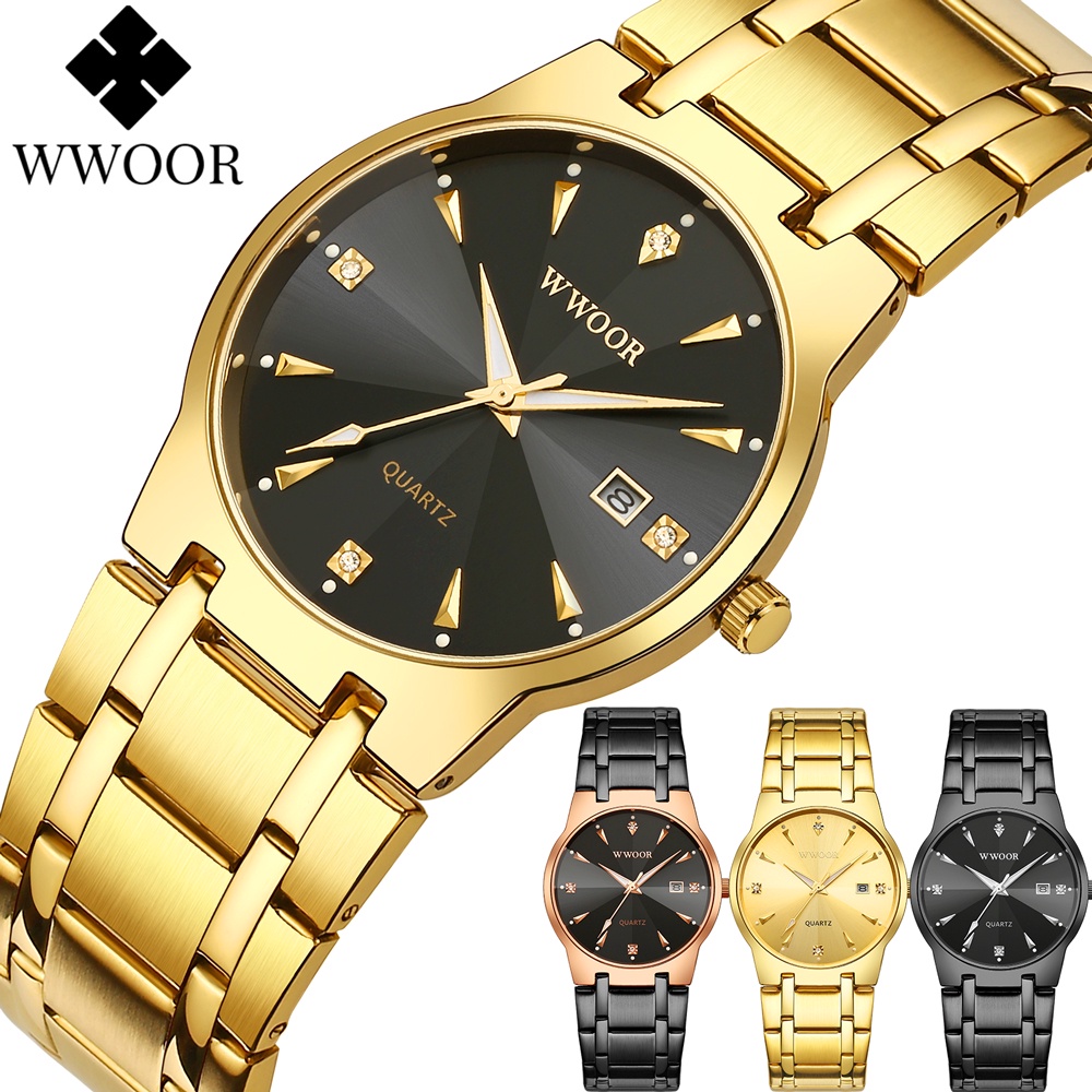 Wwoor Moda Rel Gio Masculinos De Luxo Original Top Marca Dourado