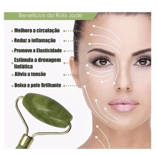 Rolo Pedra De Jade Placa Gua Sha Massagem Facial Anti Rugas Shopee Brasil