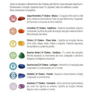 Kit Chakras Sete Pedras Rolada Natural Equil Brio Energia Reiki